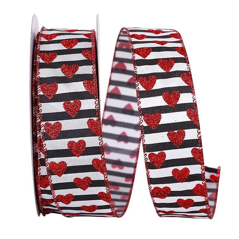 JAM PAPER Glitter Hearts Ribbon, Multicolored (52640340661) image 1