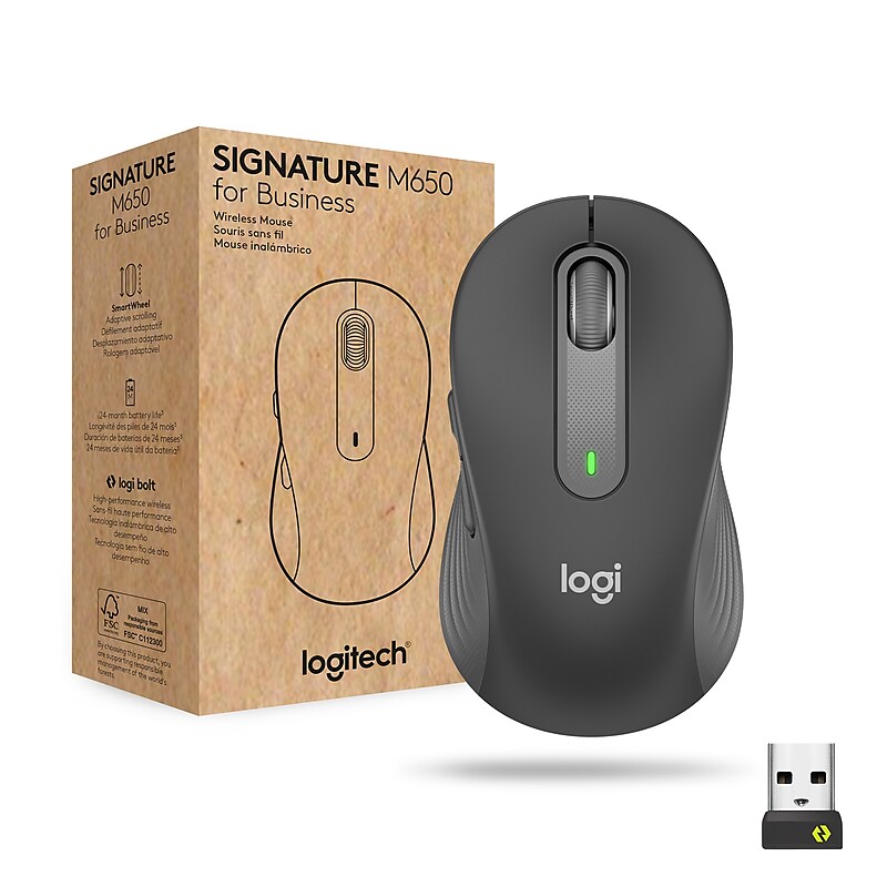 Logitech Signature M650 for Business Wireless Optical USB Mouse, Graphite (910-006272) image 1