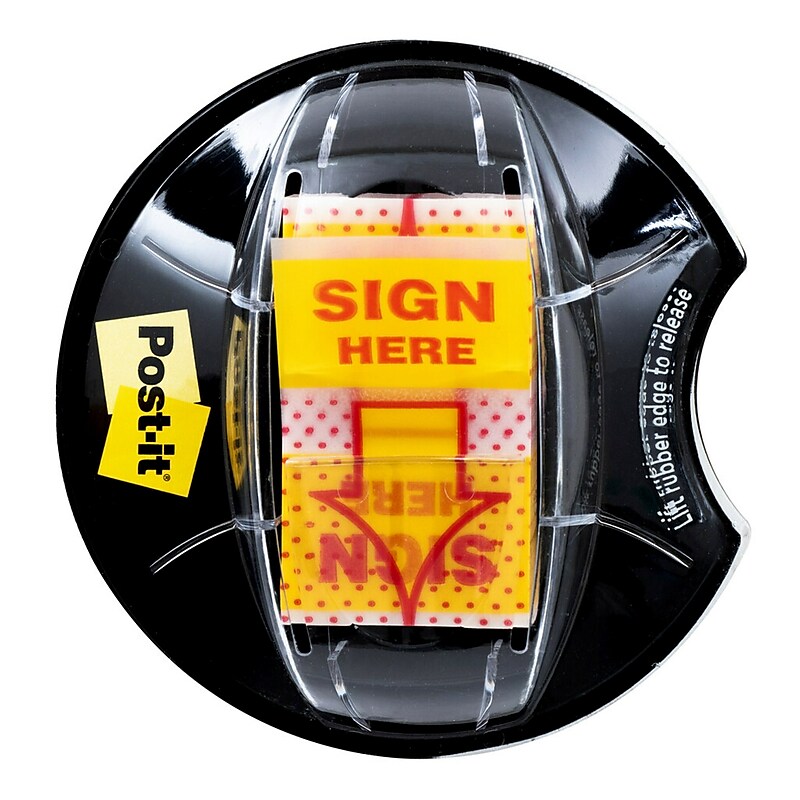Post-it 'Sign Here' Message Flags, 1" Wide, Yellow, 200 Flags/Pack (680-HVSH) image 1