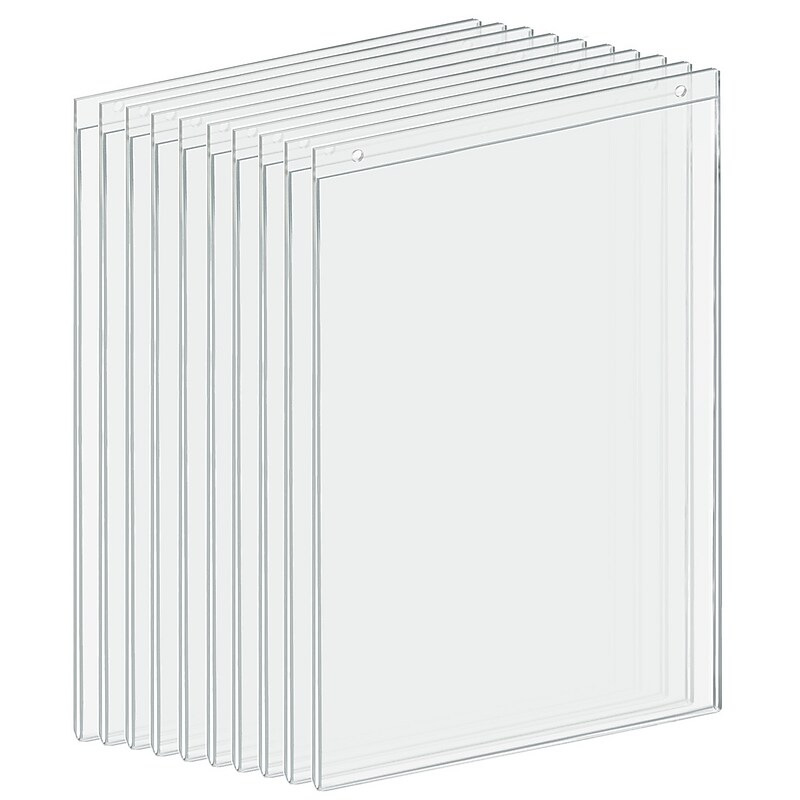 Azar Sign Holder, 11" x 17.75", Vertical, Wall Mounted, Clear, Acrylic, 10/Pack (162708) image 1