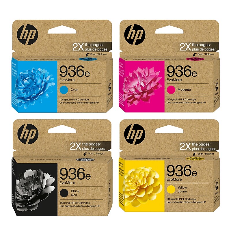 HP 936e EvoMore Black/Cyan/Magenta/Yellow High Yield Ink Cartridges, 4/Pack (4S6EVO4PK-VB) image 1