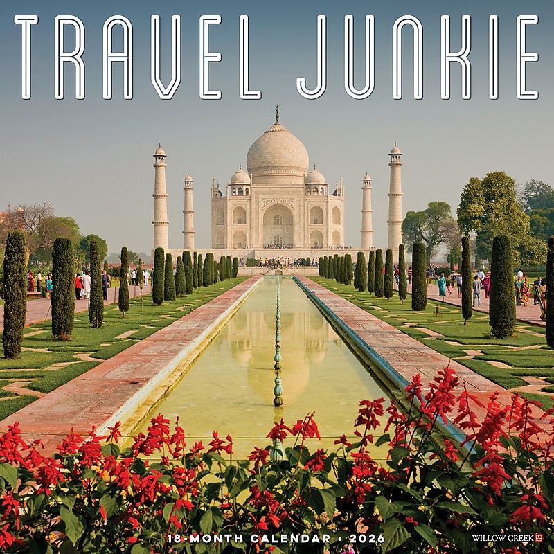 2026 Willow Creek Travel Junkie 12" x 12" Monthly Wall Calendar (52990) image 1