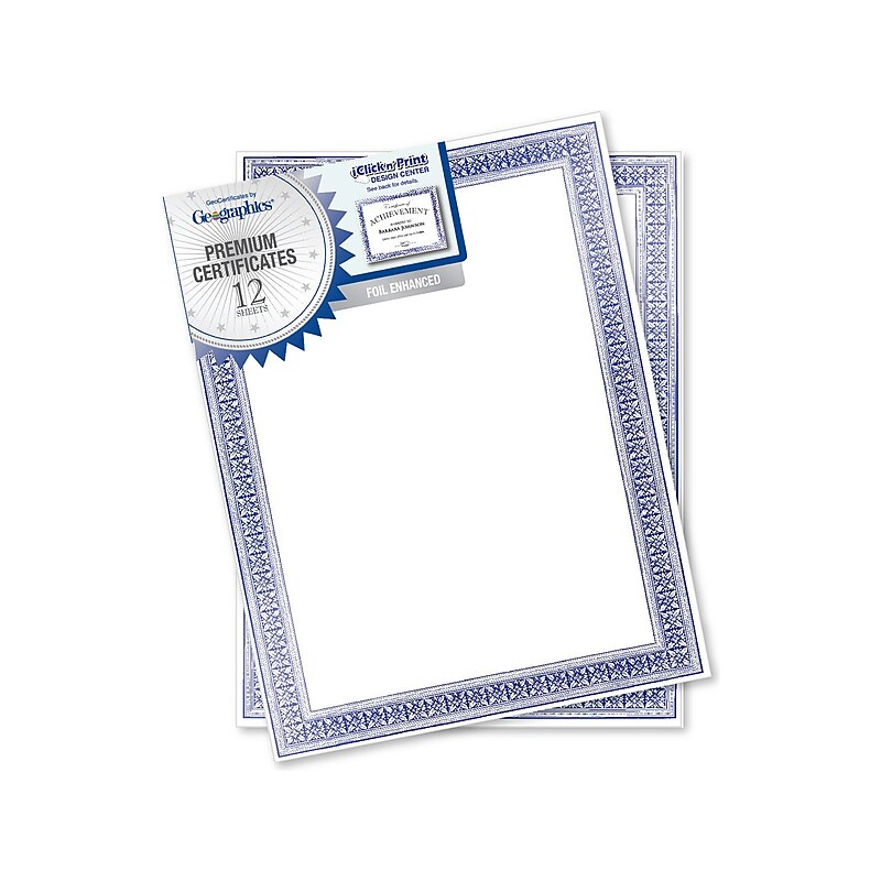 Geographics Blue Flourish Appreciation Certificates, 8.5" x 11", Blue (48936) image 1