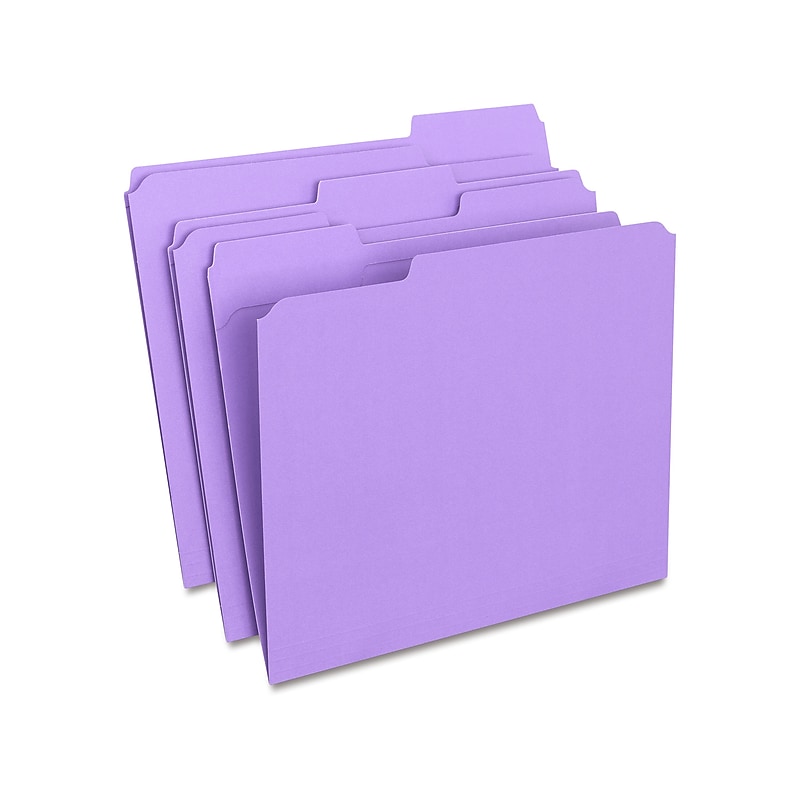 Staples Reinforced File Folders, 1/3-Cut Tab, Letter Size, Purple, 100/Box (ST508945-CC) image 1