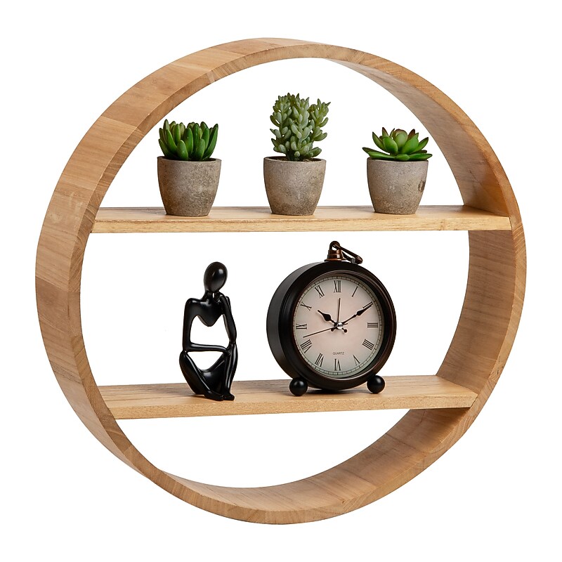 Mind Reader 2-Shelf Wall Decor Circular Floating Shelves, Brown (WWALLCIR-BRN) image 1