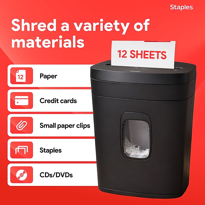 Staples 12-Sheet Micro-Cut Multi-Media Shredder (ST62153) | Staples