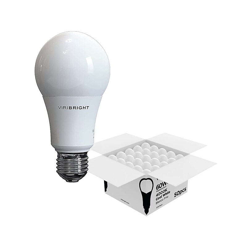 Viribright Pro 9-Watts Cool White LED General-Purpose Bulb, 50/Box (640339-50P) image 1