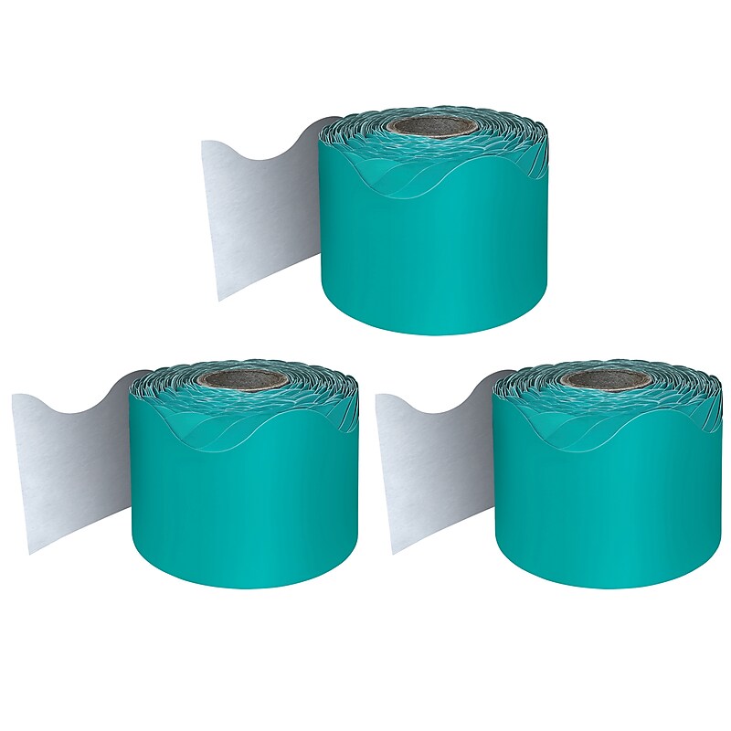 Carson Dellosa Education Rolled Scalloped Border ,2-1/4" x 65', Teal, 3/Bundle (CD-108471-3) image 1