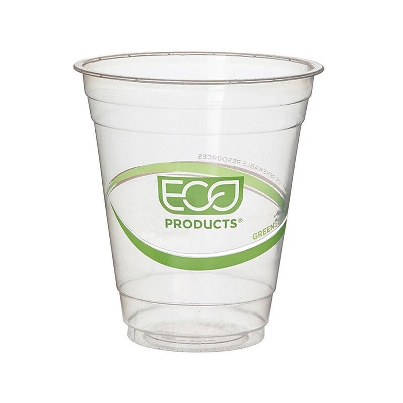 Eco-Products GreenStripe PLA Cold Cup, 12 oz., Clear/Green, 50 Cups/Pack, 20 Packs/Box (EP-CC12-GS) image 1