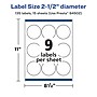 Avery Laser/Inkjet Circle Multipurpose Labels, 2.5" Dia., White, 135 Labels/Pack (94502)~#|#~D4E6E19C-C1F9-4AA1-B0D76C307C15EEDF_sc7