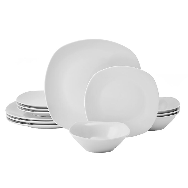 Studio Nova Square Porcelain Dinnerware Set, Tara White, 12 Piece (TAP5323458) image 1