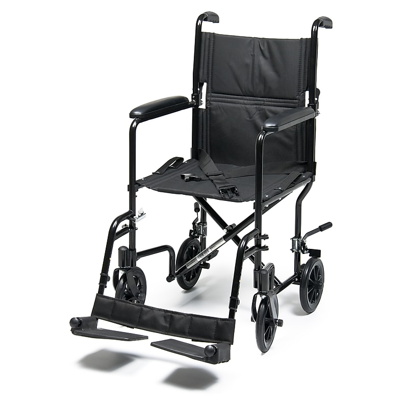 Everest & Jennings Aluminum Transport Wheelchair, 19" Seat Width, Fixed Full Arm, Black (EJ786-1) image 1