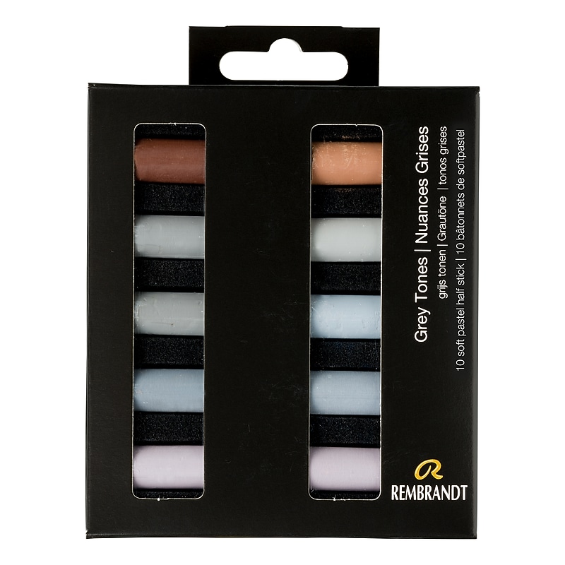Rembrandt Soft Half Stick Pastel Gray Tones Micro Set, Assorted Colors, 10/Set (RBX31821004) image 1
