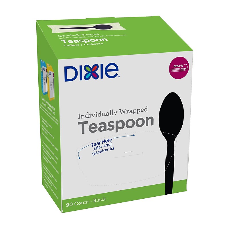Dixie Grab 'N Go Individually Wrapped Medium-Weight Spoon, Dispenser Box, Black, 90/Pack (TM5W540) image 1