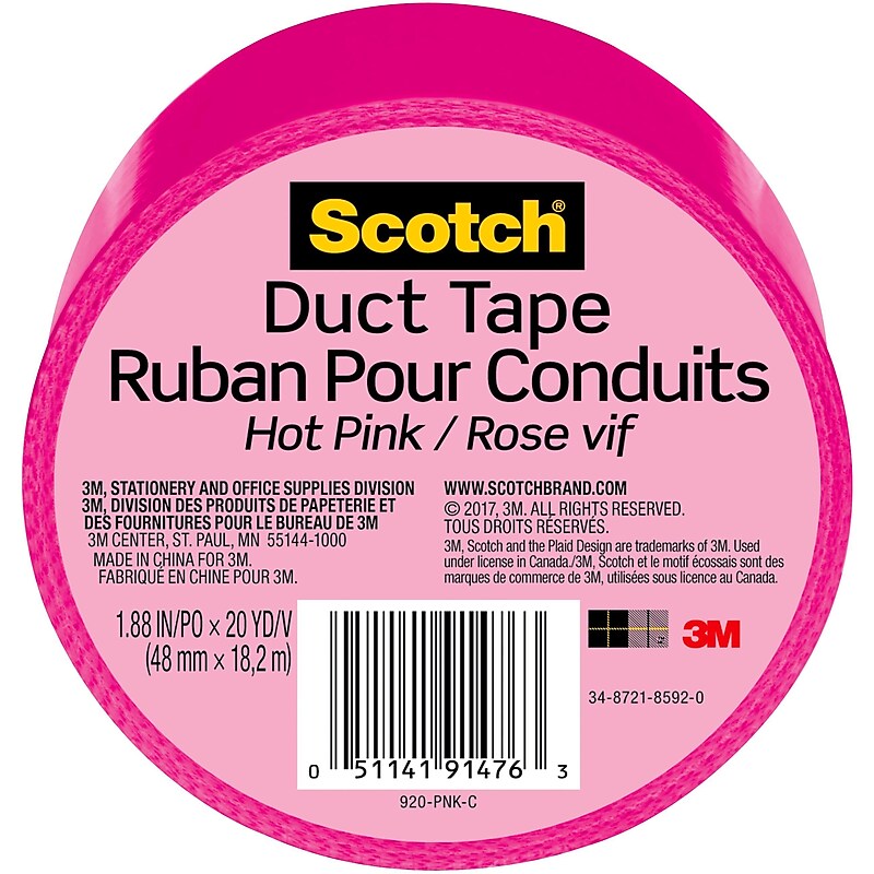 Scotch Duct Tape, 1.88" x 20 yds., Pink (920-PNK-C) image 1