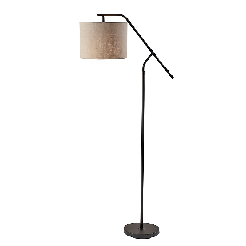 Simplee Adesso Milo 60" Black Floor Lamp with Light Brown Drum Shade (SL9503-01) image 1