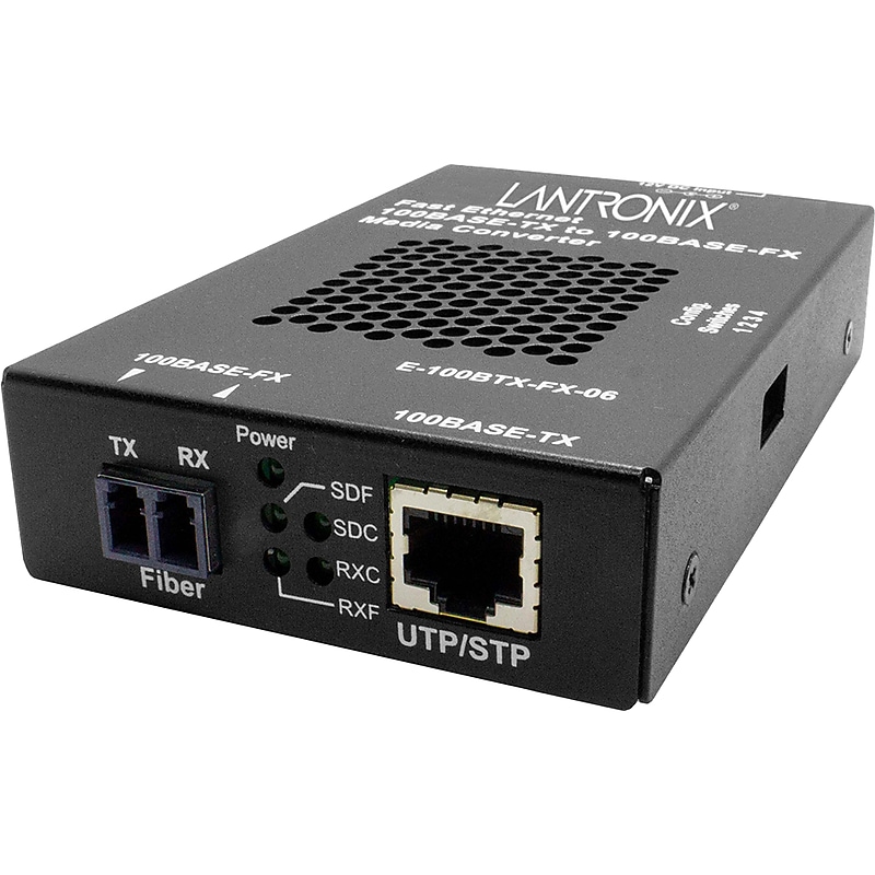 Lantronix Fast Ethernet Media Converter, Black (E-100BTX-FX-06) image 1