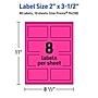 Avery Laser/Inkjet Rectangle Multipurpose Labels, 2" x 3.5", Neon Magenta, 80/Pack (94238)~#|#~D500EAF9-3E45-4B3E-86B35F0D53CD6DB1_sc7
