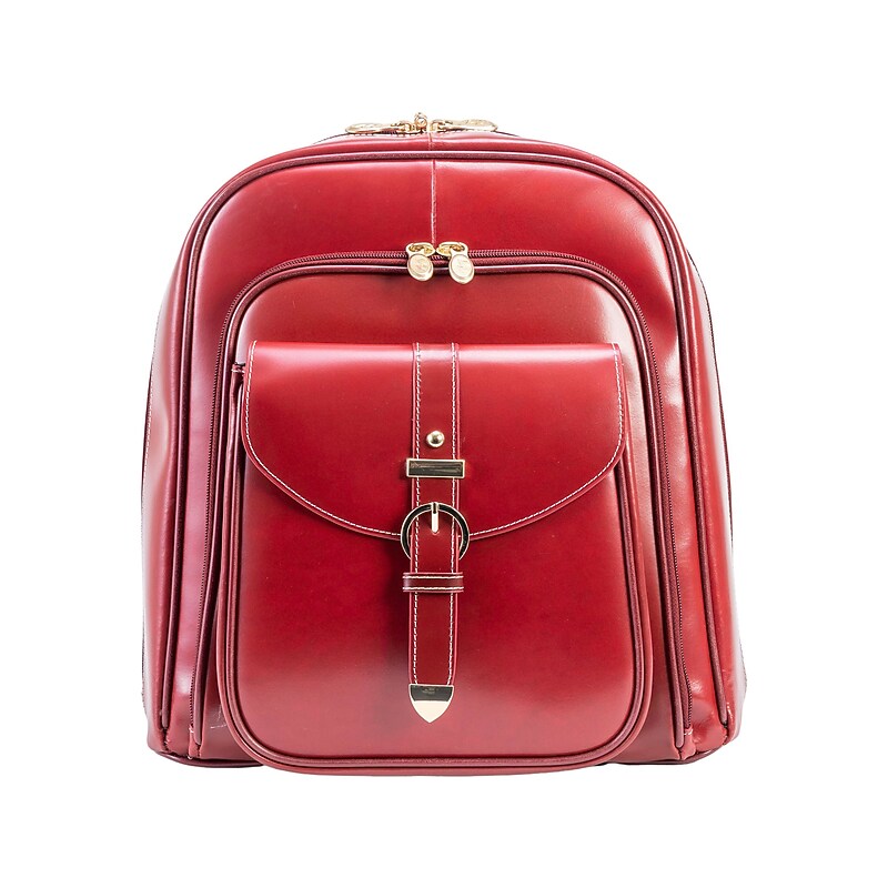McKlein OLYMPIA Leather Laptop Backpack, Medium, Red (99566) image 1