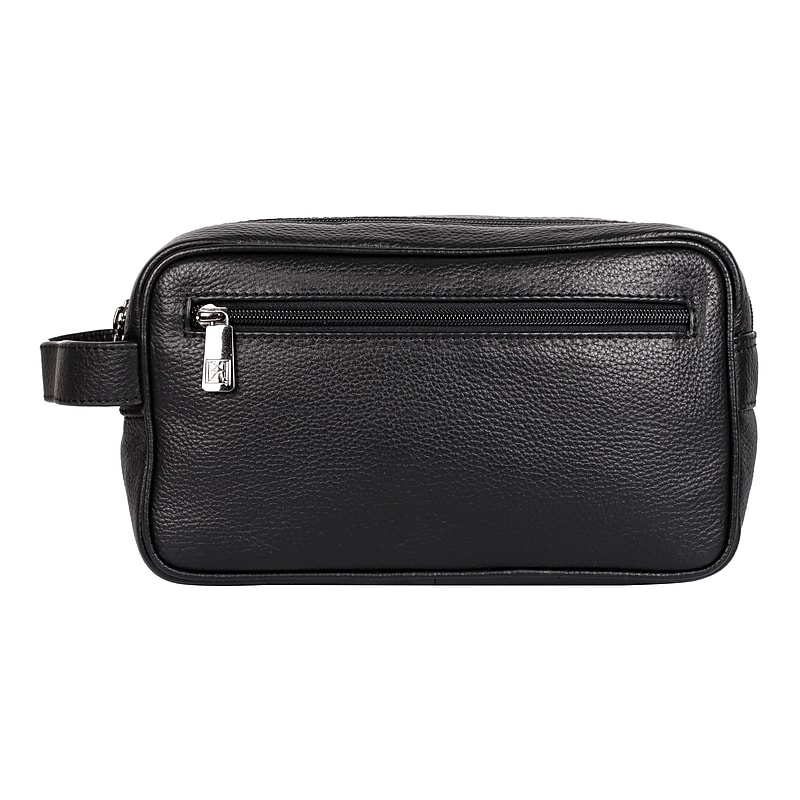 Karla Hanson Roger 9.4" Leather Toiletry Bag, Water Resistant, Black (28054BLACK) image 1