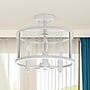 Lalia Home 3-Light 13" Farmhouse Glass and Metallic Accented LED Semi-flushmount, Matte White (LHM-1000-WH)~#|#~D50F3B66-CBA1-4EA5-9F54F63A8D12E010_sc7