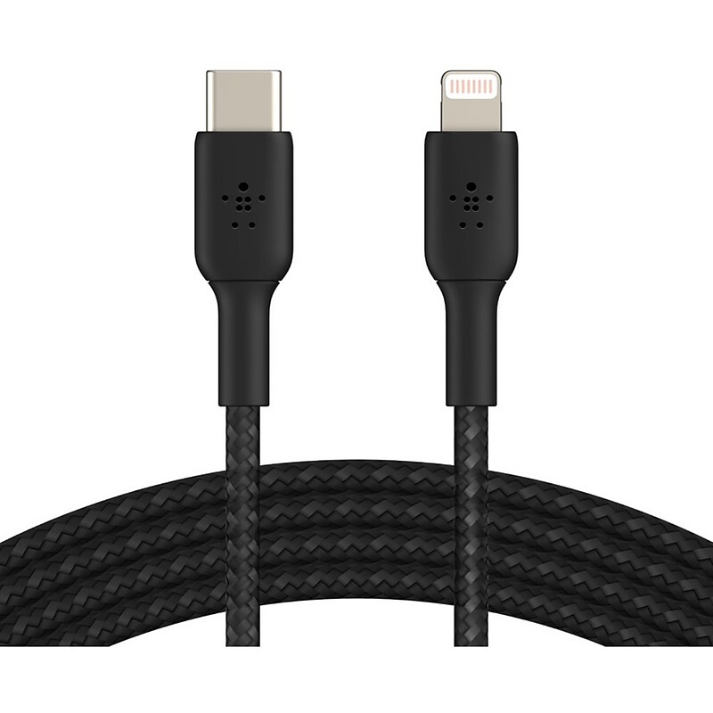 Belkin Braided 3.28 ft. USB-C to Lightning Cable, Black (CAA004BT1MBK) image 1