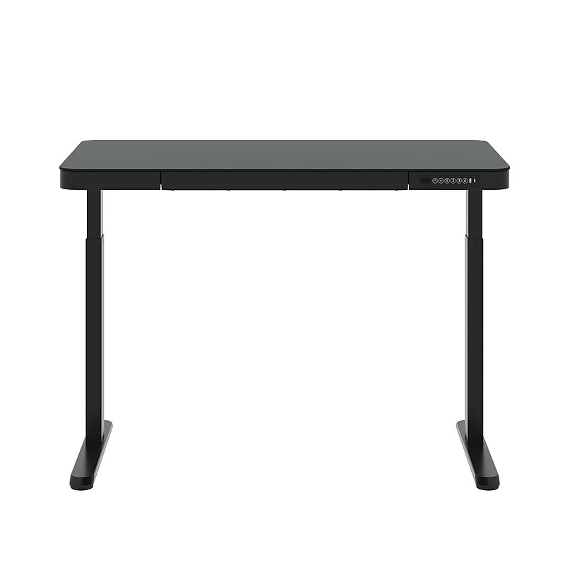 FlexiSpot EG9 48"W Electric Adjustable Glass Top Standing Desk, Black (EG9B-E) image 1