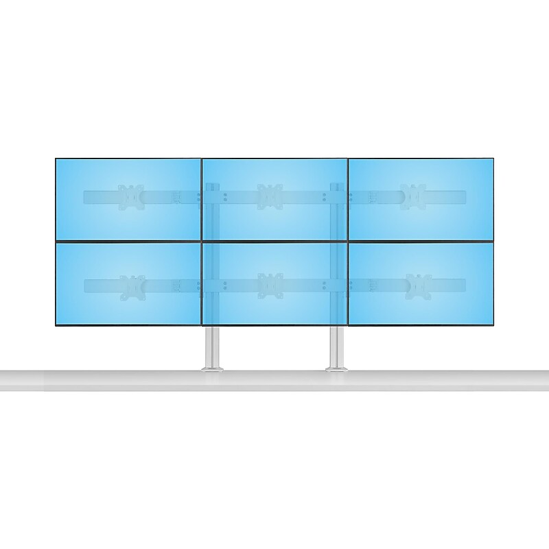 StarTech Six-Monitor Adjustable Desk Mount, Up to 32" Screens, White (6-MONITOR-ARM-A) image 1