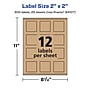 Avery Square Labels, 2" x 2", Kraft Brown, 300 Labels/Pack (94107)~#|#~D5162784-78C1-4B61-967704A0A36B5A88_sc7