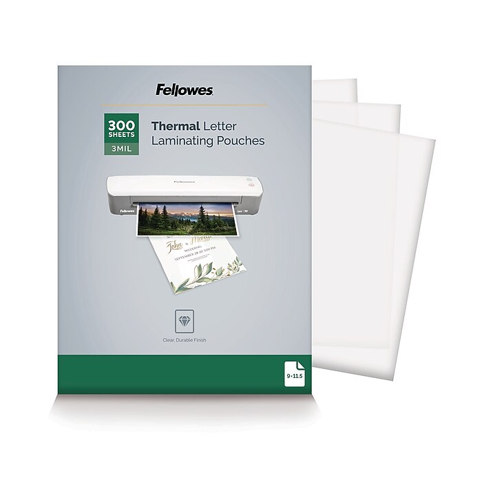 Fellowes Thermal Laminating Pouch, Letter Size, 3 Mil, 300/Pack