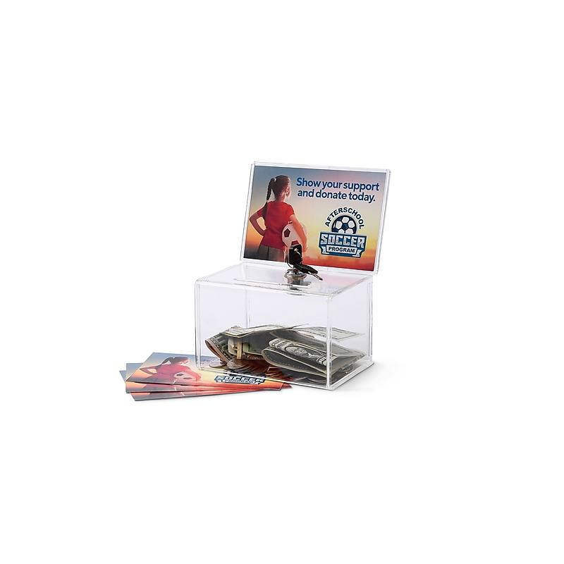 Staples Locking Plastic Ballot/Coin Box, Clear (ST17201/17201) image 1