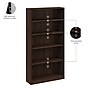 Bush Business Furniture Vista Tall 5 Shelf Bookcase, Black Walnut (VSB12453-Z)~#|#~D52636FE-F861-4646-AC58671D1093BC9F_sc7