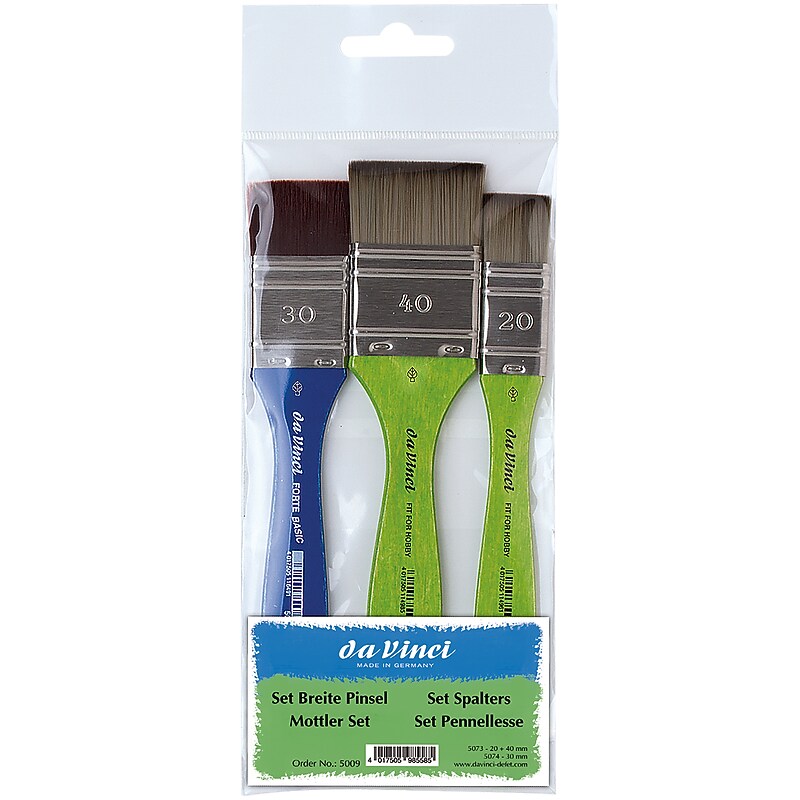 da Vinci FIT Synthetics & FORTE Acrylic & Tempera Synthetic Bristle, Mottler Basic Hobby Brushes, 3/Pack (DVXVA50090) image 1