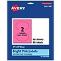 Avery Oval Laser/Inkjet Multipurpose Labels, 4" x 6", Bright Pink (80/Box)~#|#~D52D1619-D6C1-4007-88D66ECD545E4E0F_sc7