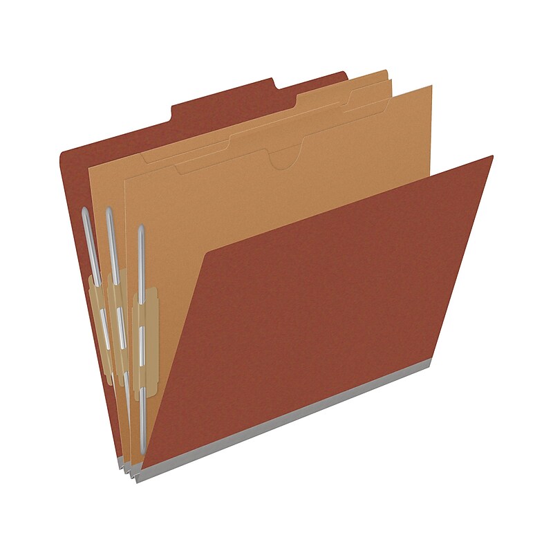 Medical Arts Press Pressboard Classification Folder, 2 Dividers, 2" Expansion, Letter Size, Red, 10/Box (DV-T42-26-3RED-PKT) image 1