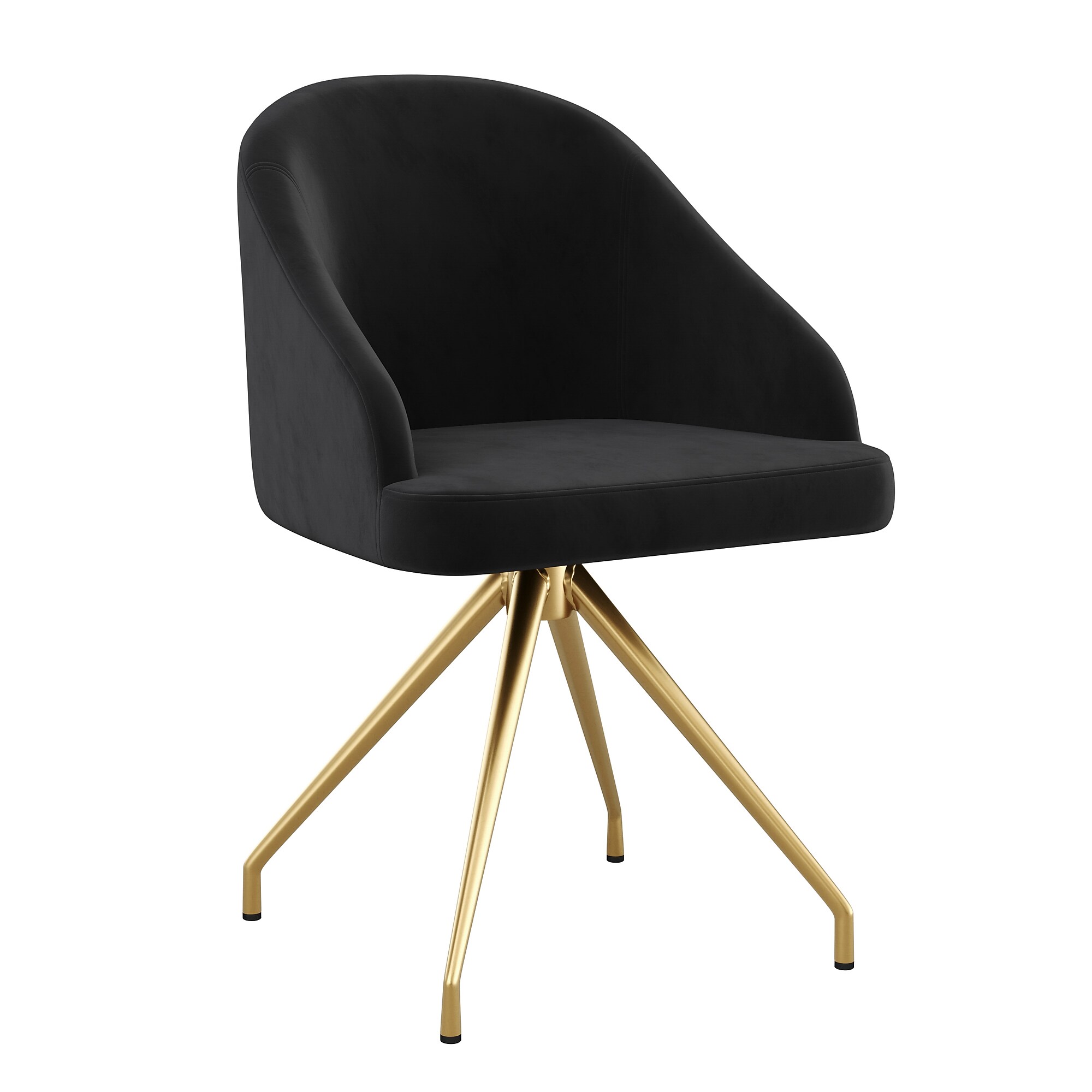 Martha Stewart Sora Velvet Swivel Task Chair, Black/Polished Brass (CH222119BKGLD) Sansujyuku sansujyuku.com