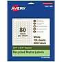 Avery EcoFriendly Laser/Inkjet Square Multipurpose Labels, 3/4" x 3/4", White, 8000/Box (94102)~#|#~D5361ADD-20F4-4960-86F116C503B1DBBA_sc7