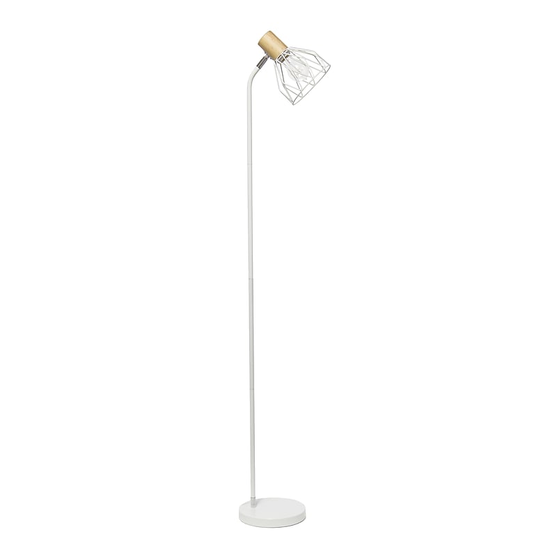 Simple Designs Farmhouse Fusion 55.91" Iron Floor Lamp with Round Shade, White (LF2019-WHT) image 1
