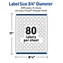 Avery Waterproof Round Laser Multipurpose Labels, 0.75" Dia., White, 2000/Pack (19479399417)~#|#~D5459DEC-F0E6-4E67-80C7173CBCEC17C6_sc7