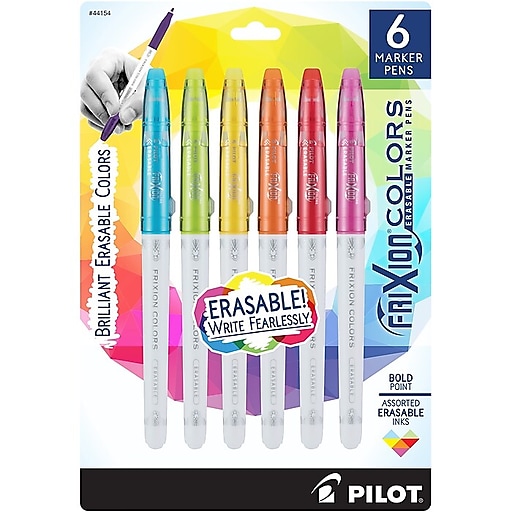 Erasable Frixion Fineliner Pen Set Pilot Frixion Heat Erase Marker Pens 6  Pack Assorted Colors, Erasable Pen for Embroidery 6 PACK SET 