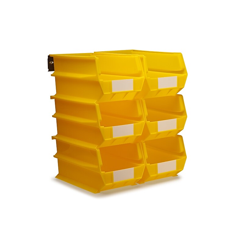 Triton Products LocBin Stackable Storage Bin, 7" x 8.25"x 14.7", Yellow, 6/Pack (3-240YWS) image 1