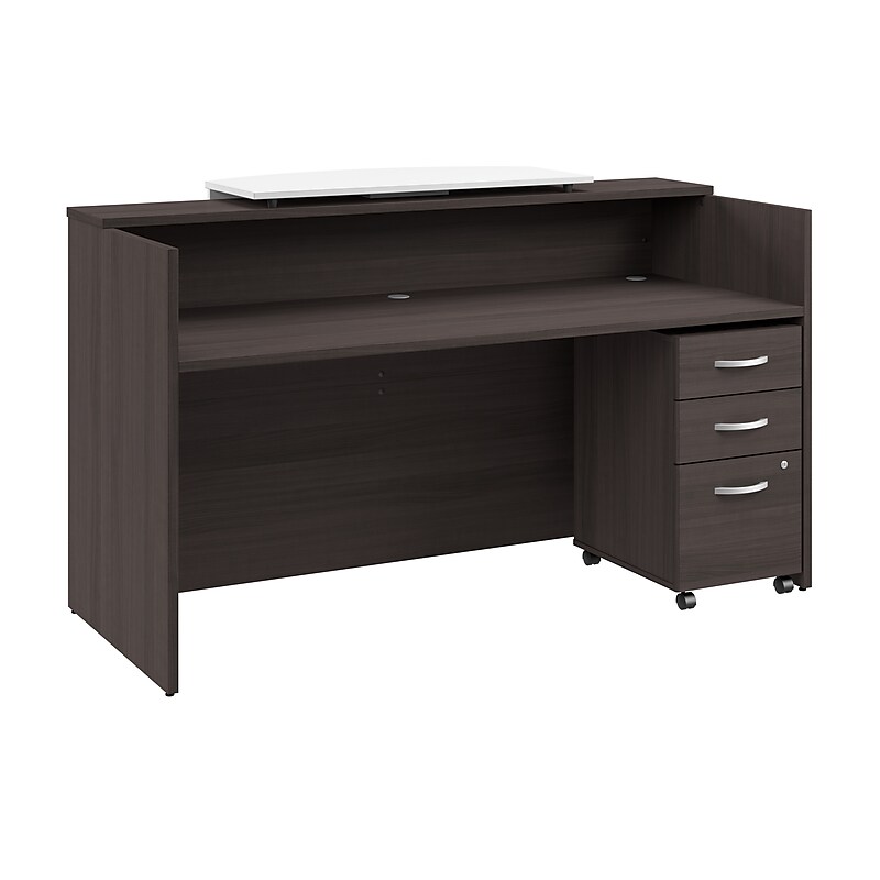 Bush Business Furniture Arrive 72"W Reception Desk with Counter and Mobile File Cabinet, Storm Gray (ARV008SG) image 1