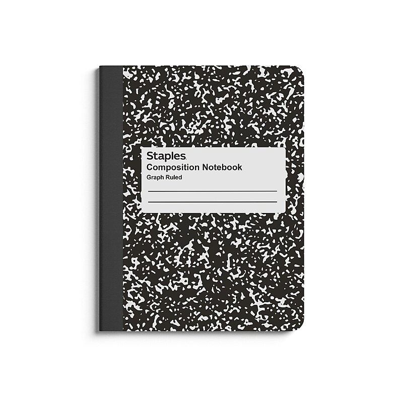 Staples 1-Subject Composition Notebook, 7.5" x 9.75", Graph Ruled, 80 Sheets, Black (ST55072C) image 1