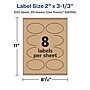 Avery Laser/Inkjet Multipurpose Oval Labels, 3.33" Dia, Kraft Brown, 200/Pack (94056)~#|#~D55D0474-566B-43C7-86F4FA7B8681EA71_sc7