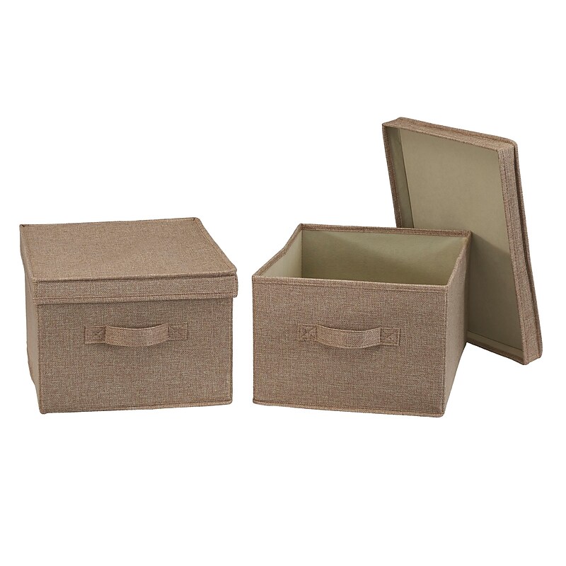Household Essentials Large Stackable Folding Fabric Storage Bin, 8" x 12"x 15", 24.93 Qt., Beige, 2/Pack (7813-1) image 1