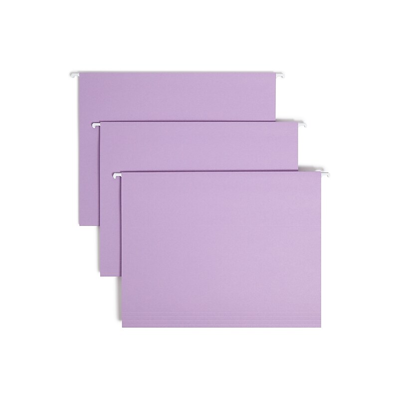 Smead Adjustable Tab Recycled Hanging File Folder, 5-Tab, Letter Size, Lavender, 25/BX (64064) image 1