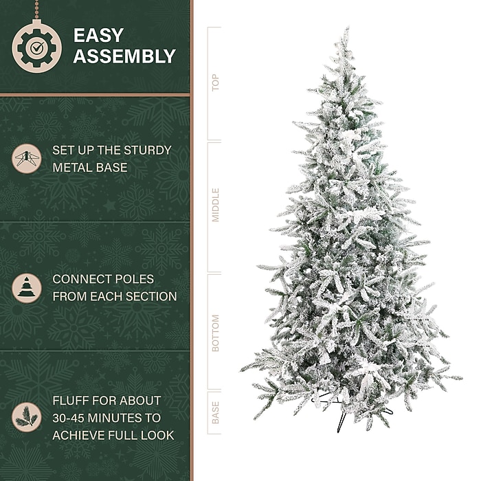 Fraser Hill Farm 7.5' Flocked Mountain Pine Artificial Christmas