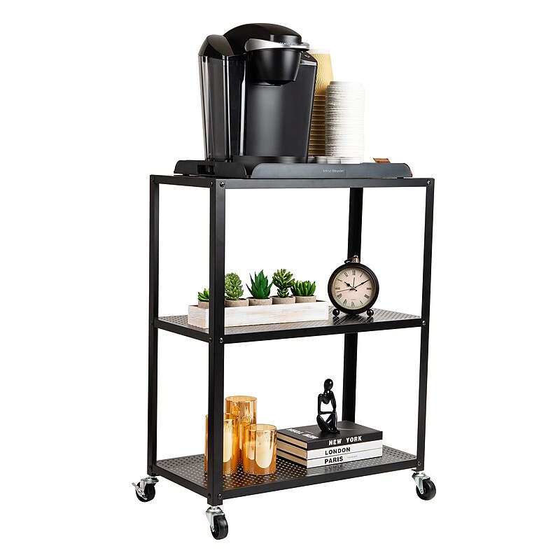 Mind Reader 3-Tier Metal Rolling Cart, Black (ELCART3T-BLK) image 1