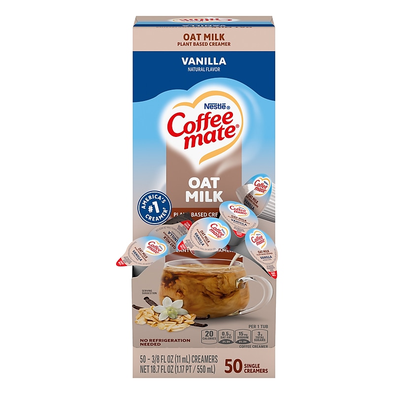 Coffee mate Oat Milk Liquid Creamer Singles, Plant-Based, 0.38 oz., 50/Box (NES19891) image 1