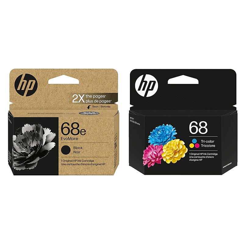 HP 68e/68 Black High Yield/Tri-Color Standard Yield Ink Cartridge, 2/Pack (HP68EBK68TR2PK-VB) image 1